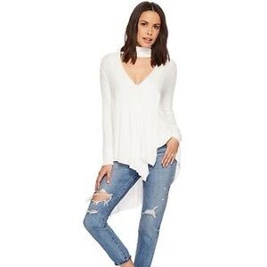 Free People Ivory Uptown Turtleneck Tunic Blouse